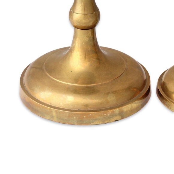Vintage Brass Candle Holder Set Two Piece Large Taper Candlestick AMC New York - Picture 6 of 9